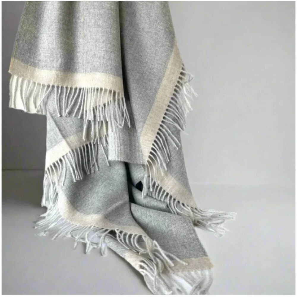 ARTZNL 100% Baby Alpaca ECO Throw Undyed Blanket Large Gray All Season Luxury